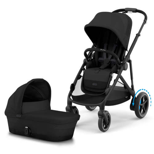 Cybex eGazelle S Electronic Assist Stroller + Gazelle S 2 Cot Bundle - Black Frame / Moon Black