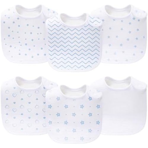 Baby 6-Pack Unisex Muslin Bibs, Absorbent, Soft, and Cute for Baby Boys and Girls, 100% Cotton