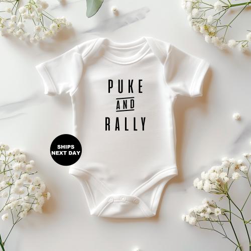 puke and rally baby ONESIE® funny baby bodysuit cute baby shower newborn outfit shirt new parents gift puke & rally