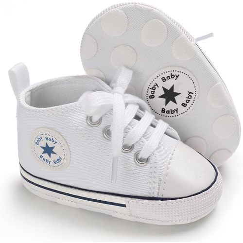 Unisex Baby Girls Boys Canvas High-top Shoes, Newborn Infant Anti-Slip Soft Sole Frist Walking Breathable Sneakers