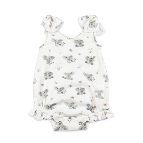 Baby Elephant | Organic Bowtie Shoulder Bodysuit 0-3m
