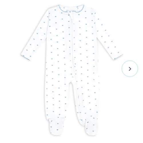 baby blue heart pima footie – minnow