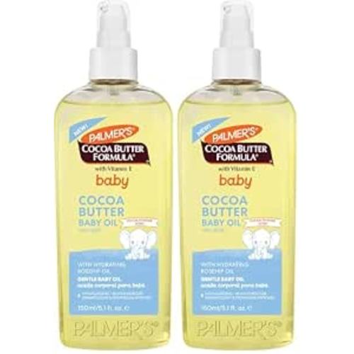 Palmer's Cocoa Butter Formula Gentle Baby Oil, 5.1 fl oz, Nourishing for Delicate Skin, Vitamin E Baby Essentials, (Pack of 2)