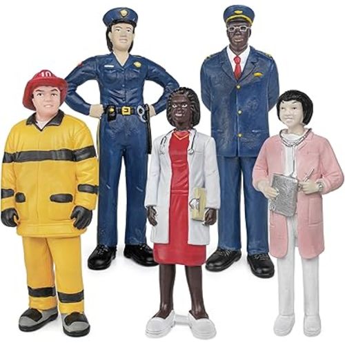5PCS Professional Character Models Figures Set Educational Toys Christmas Party Decoration for 3 4 5 6 Kids Boys and Girls (Doctors, firefighters)
