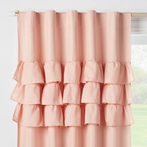42"W x 84"L Ruffle Kids' Blackout Window Curtain Panel Pink - Pillowfort™