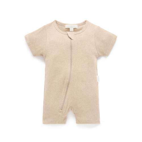 Short Ribbed Zip Growsuit