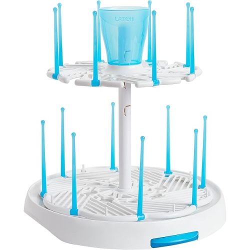 Munchkin Latch Spinning Sippy Cup and Baby Bottle Drying Rack White and Blue