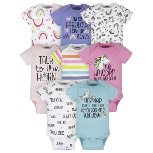 Onesies® Brand Baby Girl Short Sleeve Onesies Bodysuits, 8-Pack