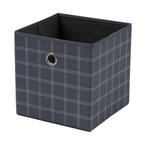 Mainstays Collapsible Fabric Cube Storage Bin, Gray Windowpane, 10.5 in x 10.5 in x 10.75 in