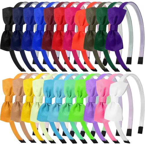Candygirl Bows Headbands for Girls Toddler, 22pcs Ribbon Hair Bow Head bands for Kids Children Cute Hairbands for Daily School Hair Accessories