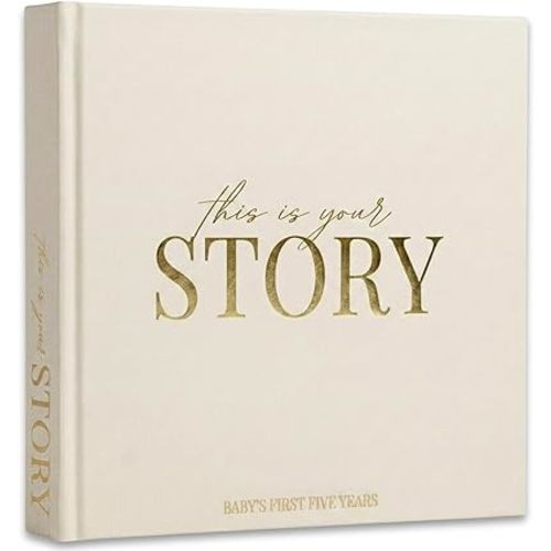 Baby Memory Book & Baby Keepsake Book to Record Baby's Milestones and Photos for Newborn Girl or Newborn Boy, Gender Neutral, Scrapbook Album, First 5 Year Journal Includes Stickers & Keepsake Box