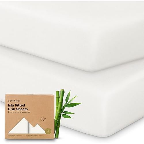 KeaBabies 2-Pack Baby Crib Sheets for Boys, Girls - 52x28 Viscose Derived from Bamboo Toddler Bed Sheets Neutral, Fitted Crib Mattress Cover for Standard Baby Bedding, Soft & Cozy (Soft White)
