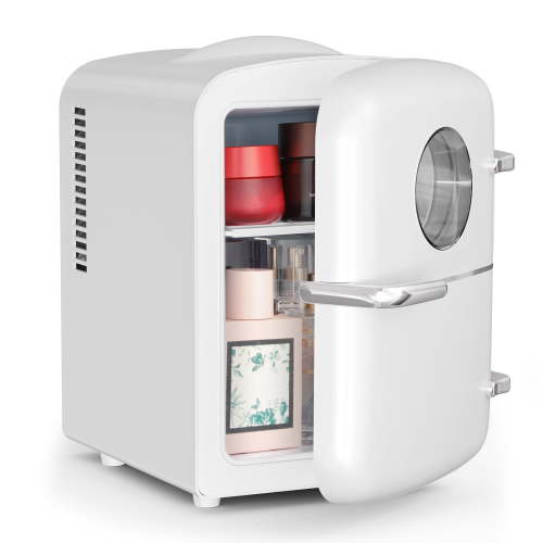Auseo Mini Fridge, 4 Liter White, Compact Cooler for Skincare, Dorm and RV