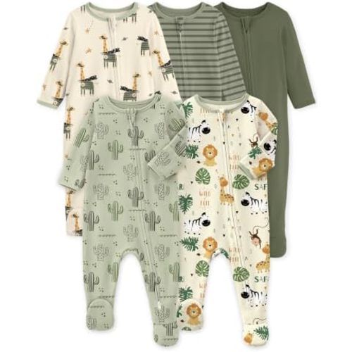 Yoofoss Baby Sleepers 5 Pack 100% Organic Cotton, Girl Boys Newborn Pajamas