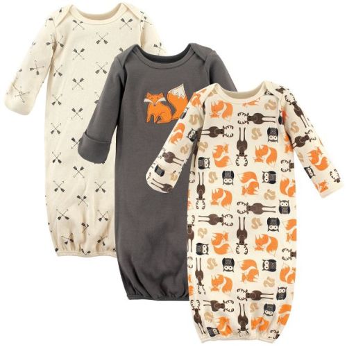 Hudson Baby Infant Boys Cotton Long-Sleeve Gowns 3pk, Forest, 0-6 Months