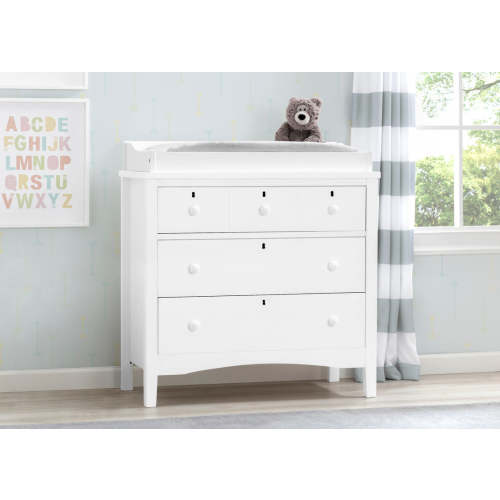 Farmhouse 3 Drawer Dresser with Changing Top and Interlocking Drawers | Delta Children