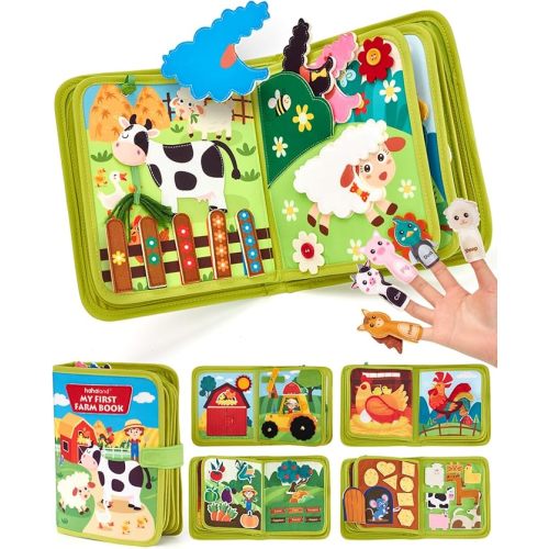 hahaland Busy Book for Toddlers 1-3 - Montessori Toys Busy Board for 1 Year Old Boy Gifts Girl Toys Educational Learning Quiet Activity Books Gifts Toddler Travel Toys for One Year Old Birthday Gift