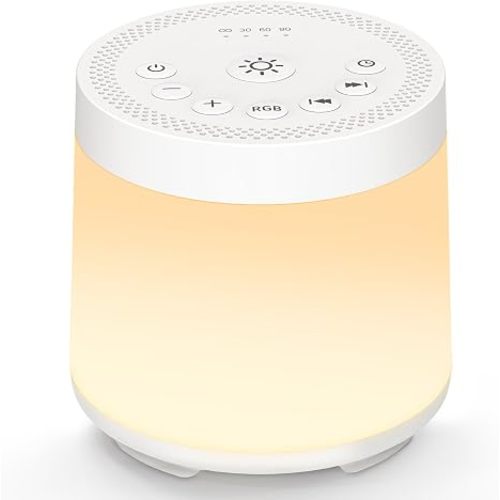 Rechargeable Nursery Night Light Sound White Noise Machine for Baby Kids Adults with Hushing Sounds 30 Sleeping Sounds 12 Colors Night Light 4 Timers Memory Function for Home Breastfeeding Camping