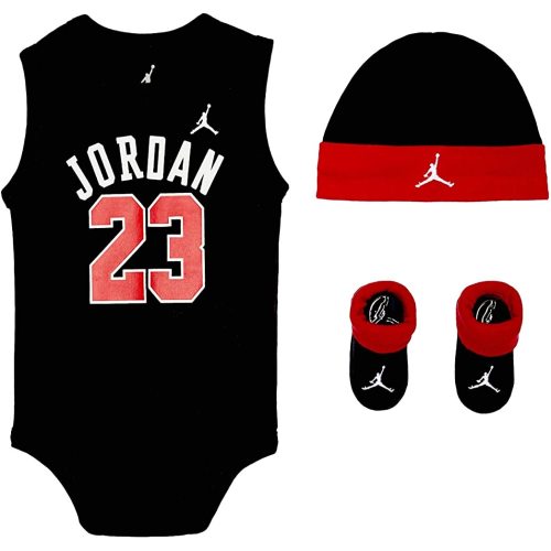 Nike Jordan Infant Jumpman Air 23 3 Piece Set (Black(LJ0208-023)/Red, 0-6 Months)