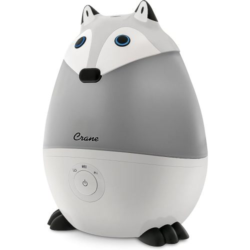 Crane Ultrasonic Cool Mist Animal Humidifier for Kids' Bedroom & Nursery, Adjustable 0.5 Gallon, Auto Shut-Off Silver Fox 0.5 Gallon Grey
