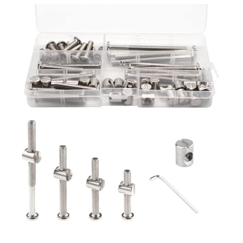 Crib Screws Hardware Replacement Kit - 16 Set M6 Hex Drive Socket Cap Barrel Nuts Assortment Kit for Baby Bed Cribs Furniture, M6x40/50/60/70/80mm