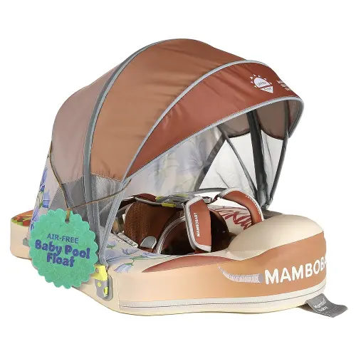 MAMBOBABYFLOAT Sunny Navigator Baby Pool Float with Canopy — Safe, Comfortable, Adjustable Axolotl Pool Float w/Sun Protection, Air-Free Foam Technology, 5-Way Buckle System