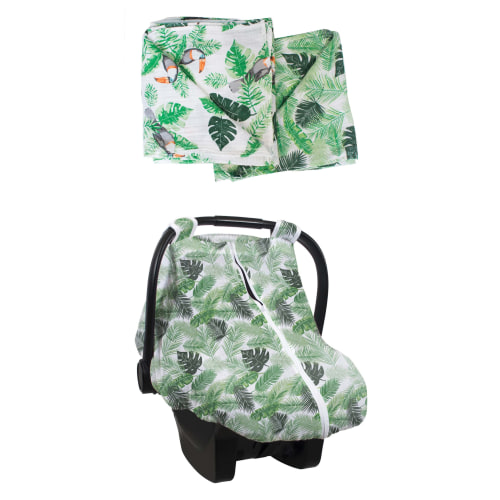 Cotton Muslin Car Seat Cover & Swaddles Set - Rio & Palms