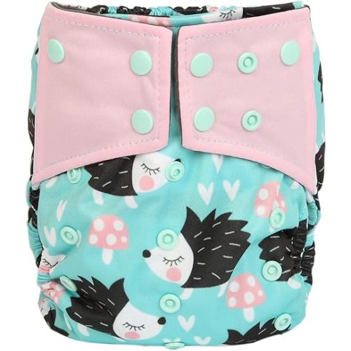AIll in One Night AIO Cloth Diaper Nappy Sewn in Insert Reusable Washable (Hedgehogs) Medium