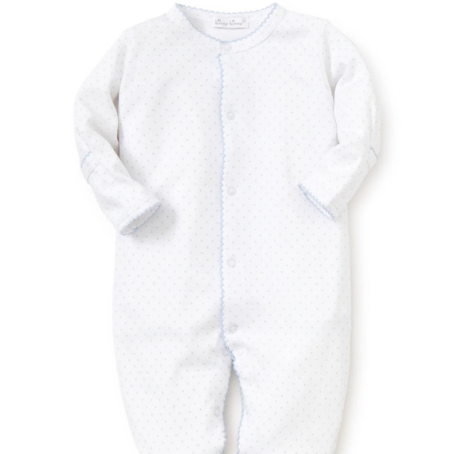 White/Blue New Kissy Dots Print Footie