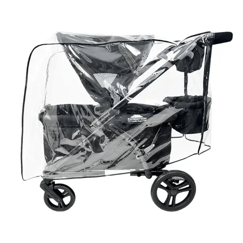 SASHA'S Rain and Wind Cover for Baby Trend Expedition Stroller Wagon/Wagon Plus, Clear Design, Maximum Coverage (Stroller not Included) Made in USA