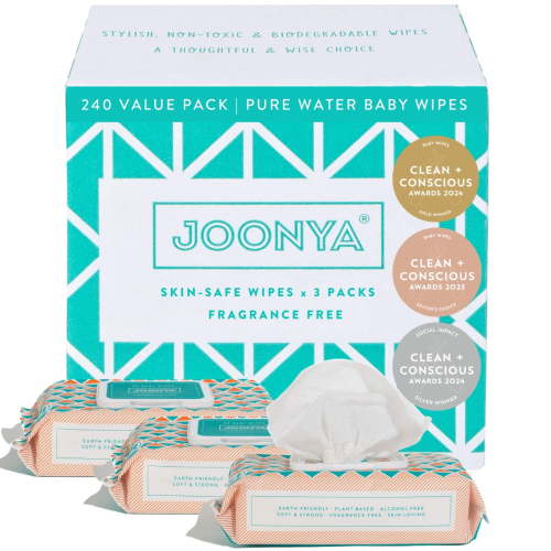 Joonya Baby Wipes - Non-Toxic, Earth-Friendly Baby Wipes for Calm, Healthy Skin - Fragrance Free Baby Wipes - Bulk Baby Wipes - 3 Packs of 80 Diaper Wipes (240) 80 Count (Pack of 3)