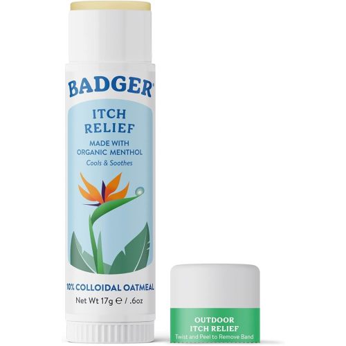 Badger Bug Bite Itch Relief Stick, Natural & Organic Anti Itch Cream for Bug Bites, Rashes & Poison Ivy, Fast Itchy Skin Relief After Bite, Works Great, Smells Great, Easy to Use, .6 oz