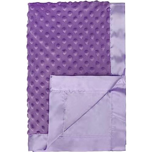 Pro Goleem Baby Soft Minky Dot Blanket with Silky Satin Backing Baby Gifts for Boys and Girls (Purple, 30’’ x 40’’)