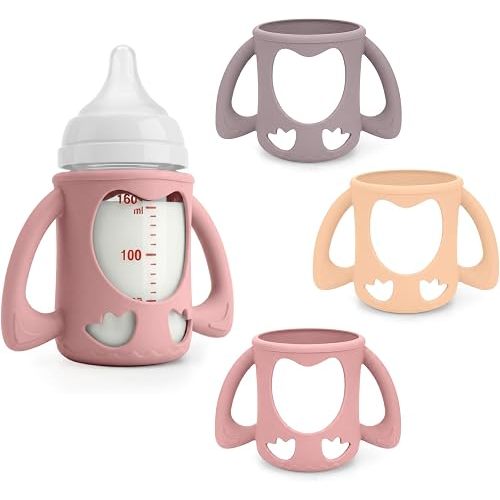 Mamalovey 3 Pack Baby Bottle Handles & Holders for Pigeon & Lansinoh