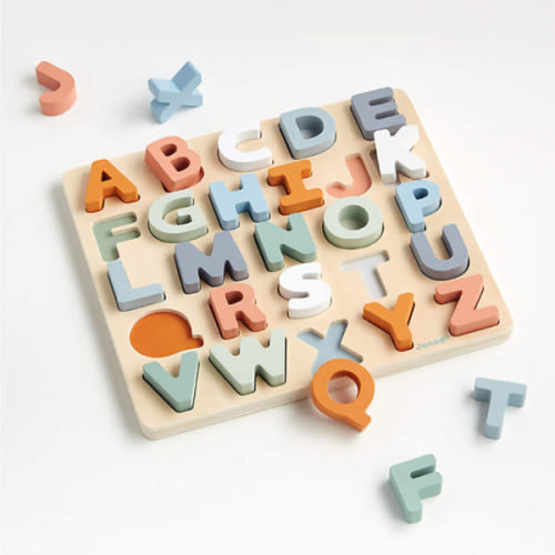 Janod Sweet Cocoon Alphabet Wooden Baby Puzzle and Chalkboard