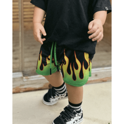 Little Trouble Heater Checker Flame Mesh Shorts | Little Trouble