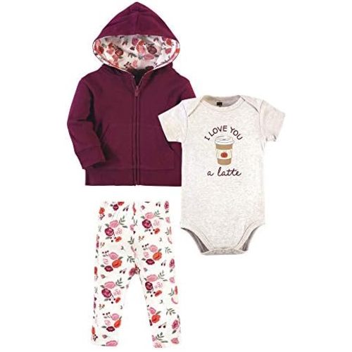 Hudson Baby Unisex Baby Cotton Hoodie, Bodysuit or Tee Top and Pant Set