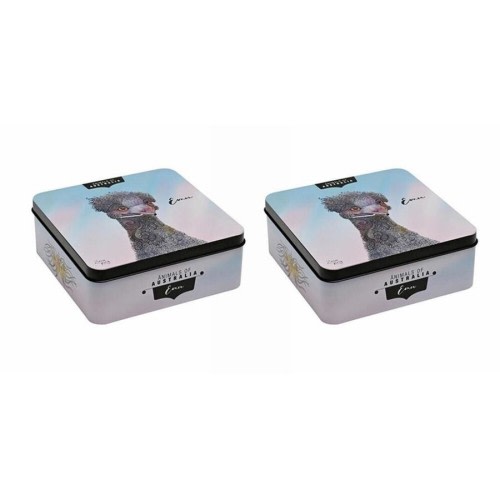 2PK Banksia Red Emu Decorative Tin w/Lemon Myrtle Butter Finger Biscuits 150g