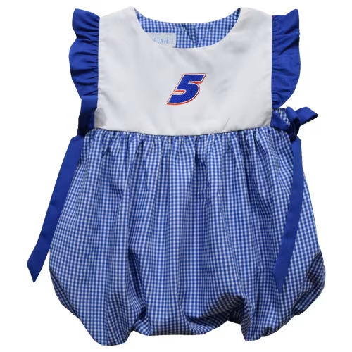Girl's Infant Kyle Larson Vive La Fete Blue Gingham Bubble Dress