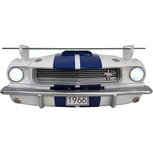 1966 Carroll Shelby GT350 Floating Shelf - LED Car Display with Tempered Glass for Vintage Car Decor + Man Cave Accessories - Classic Car Gift (19.7 x 5.9 x7.9 in)