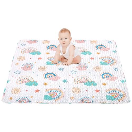 50x50 Play Mat for Playpen Foldable Baby Play Mat Large Tummy Time Mat, Non Slip Washable Baby Play Mats for Floor, Portable Travel Baby Crawling Mats for Toddlers and Infants