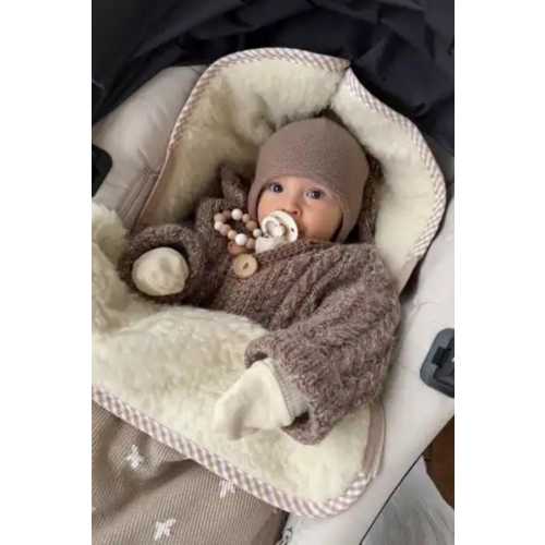 Pure Wool Baby Sleeping Bag Footmuff | Organic Lambswool Stroller & Pram Blanket | Winter Baby Sack 0–24 Months | Warm Wool Pram Sleep Bag