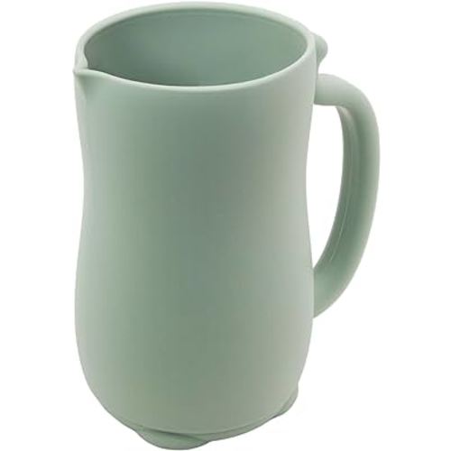 mandoo Baby Bath Rinse Cup - Food Grade Silicone - Shampoo & Body Washing Rinser Cup for Kids with Easy Grip Handle to Rinse Baby Shampoo and Soap - Baby Essentials (Light Green)