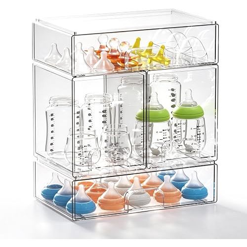 Baby Bottle Organizer,Clear Acrylic Bottle Storage Drawers