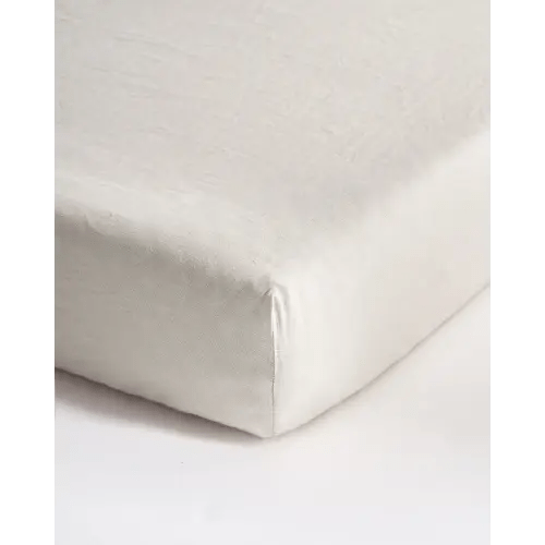 European Linen Fitted Crib Sheet in Sand
