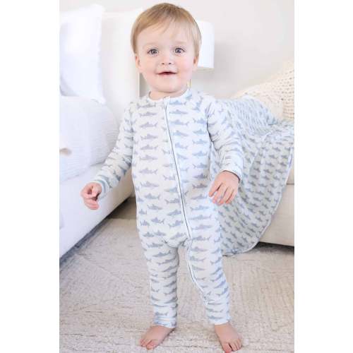 Fins Up Bamboo Waffle Convertible Zip Romper