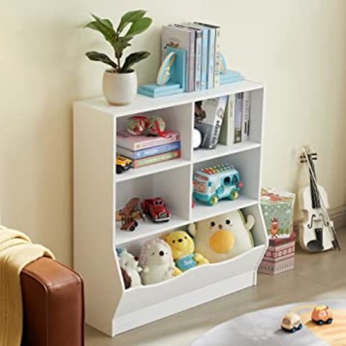 Toy Organizers and Storage, Kids Bookshelf and Bookcase for Playroom, Bedroom, Reading Nook, Toddler's Room, Nursery, White