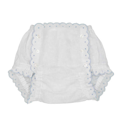 Baby Girl Diaper Cover White with White Scalloped Edge Button Bloomers – Madison-Drake Children's Boutique