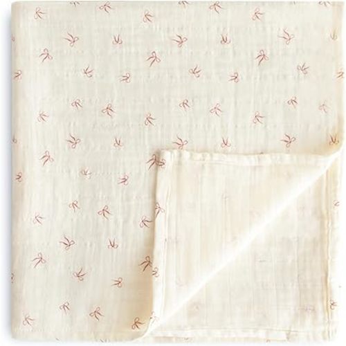 mushie Muslin Baby Swaddle - Bows
