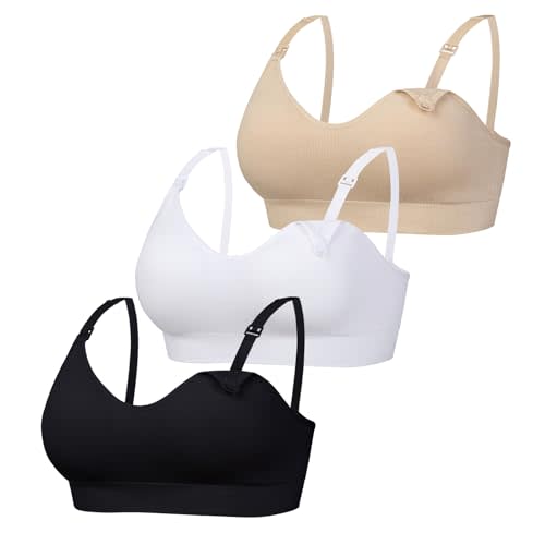 Seamless Nursing Bra for Women 3 Packs Wireless Maternity Bra Soft Stretchy Pregnancy Sleep Bralette